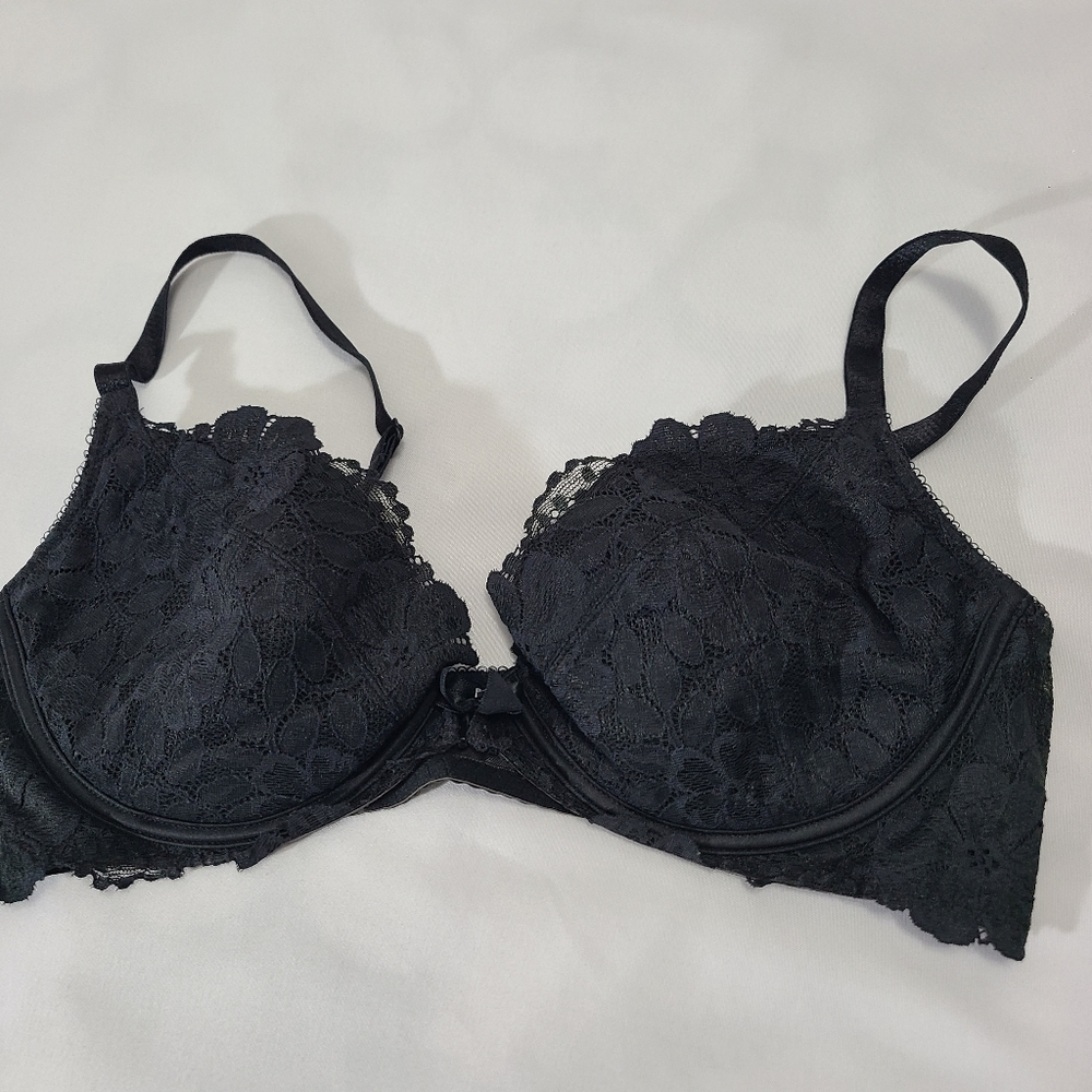 Victoria's Secret Vintage Black Lace Bra Front Closure Size 36C NWT‎ - Picture 5 of 9